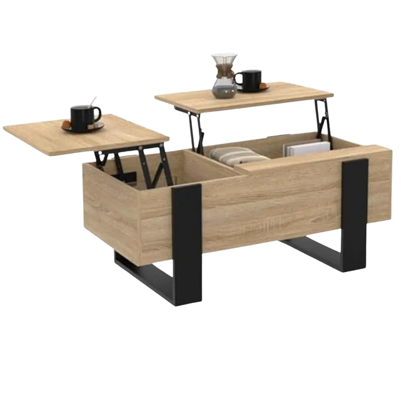 Table basse rectangulaire relevable à double plateau