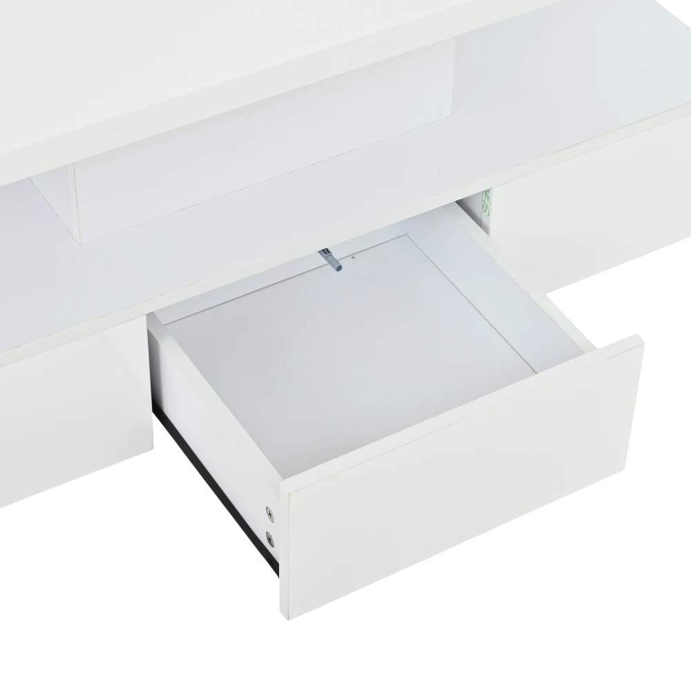 Table basse noire double plateau, LED 16 couleurs