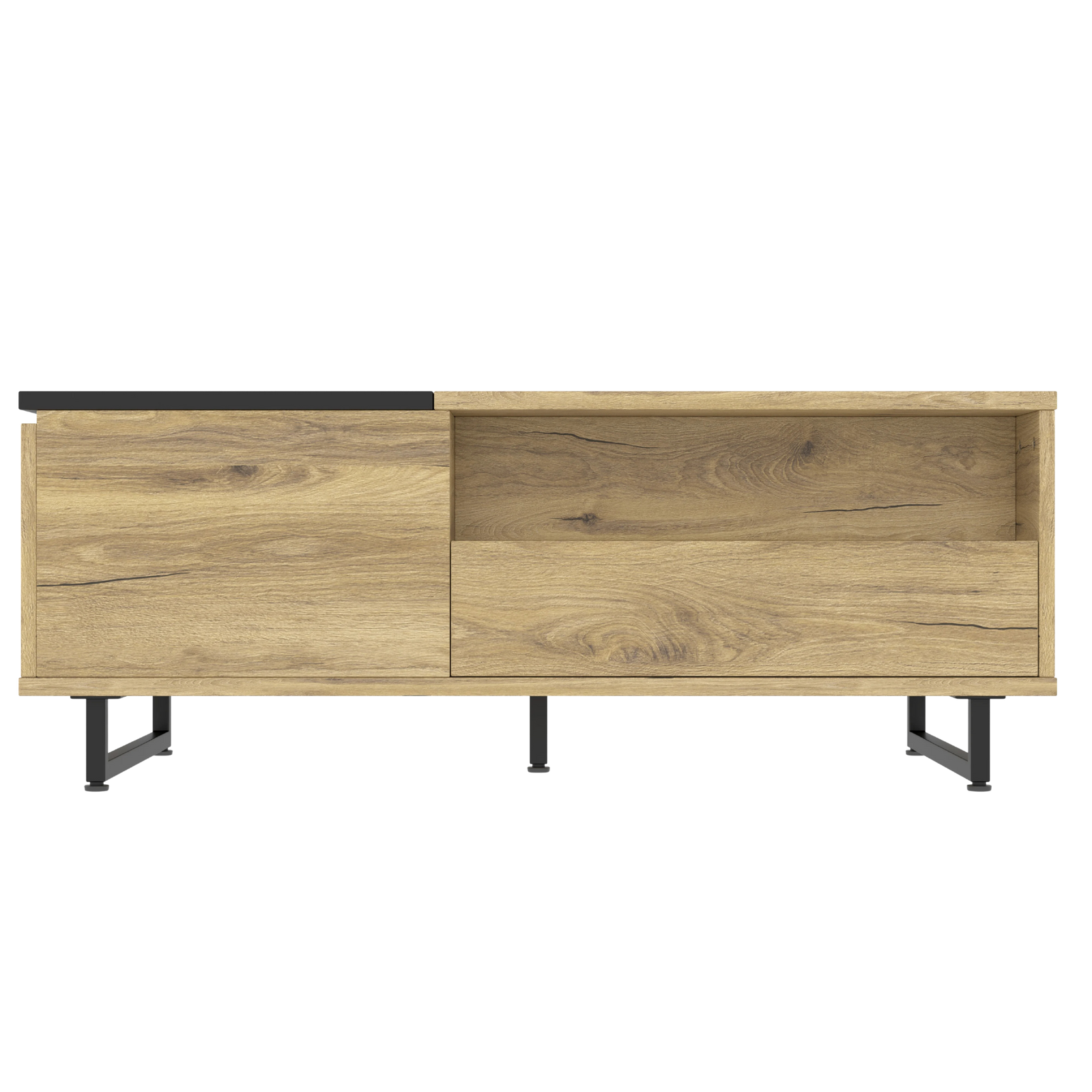 Table basse relevable bois et métal avec LED, 106 cm