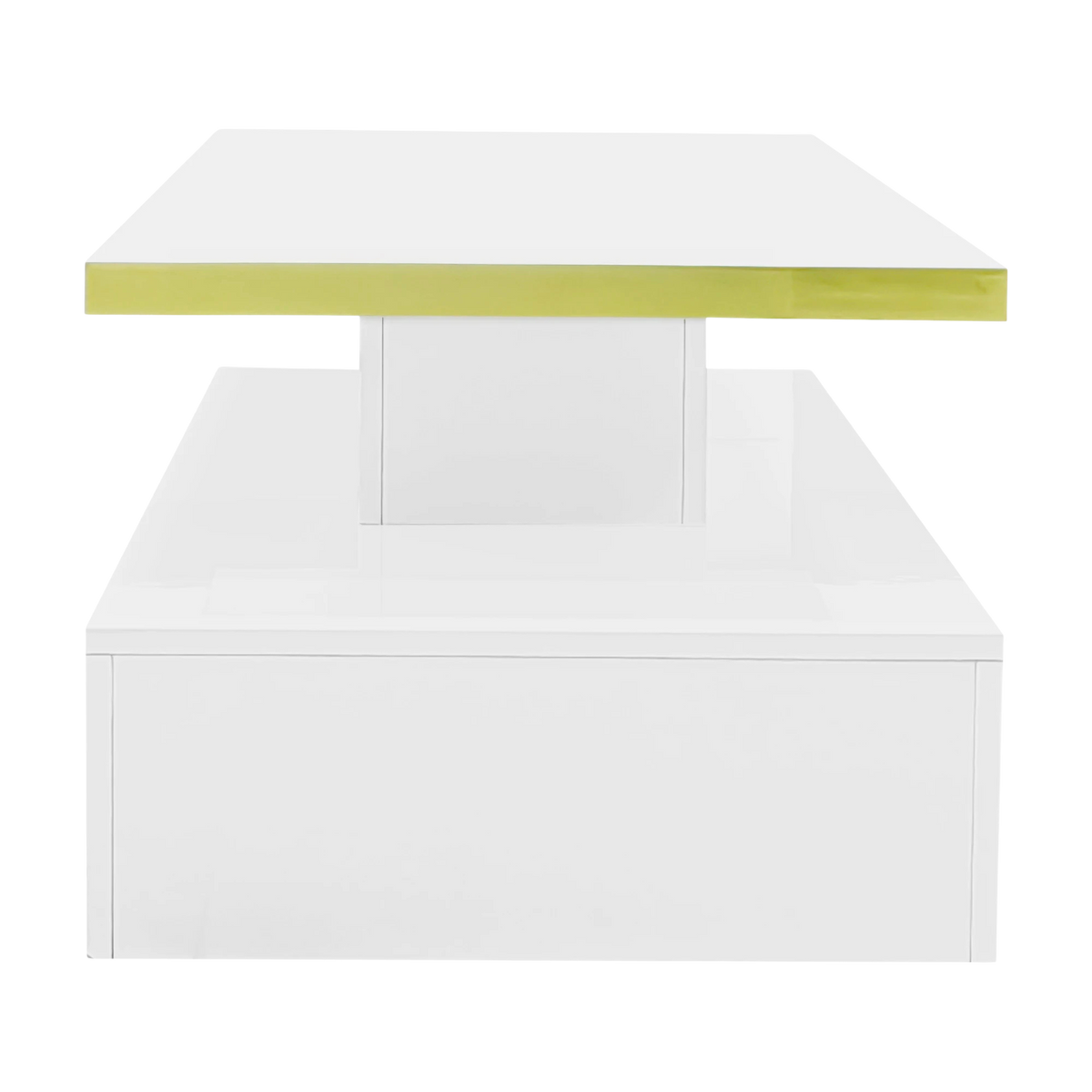 Table basse laquée à 2 niveaux avec tiroir et LED
