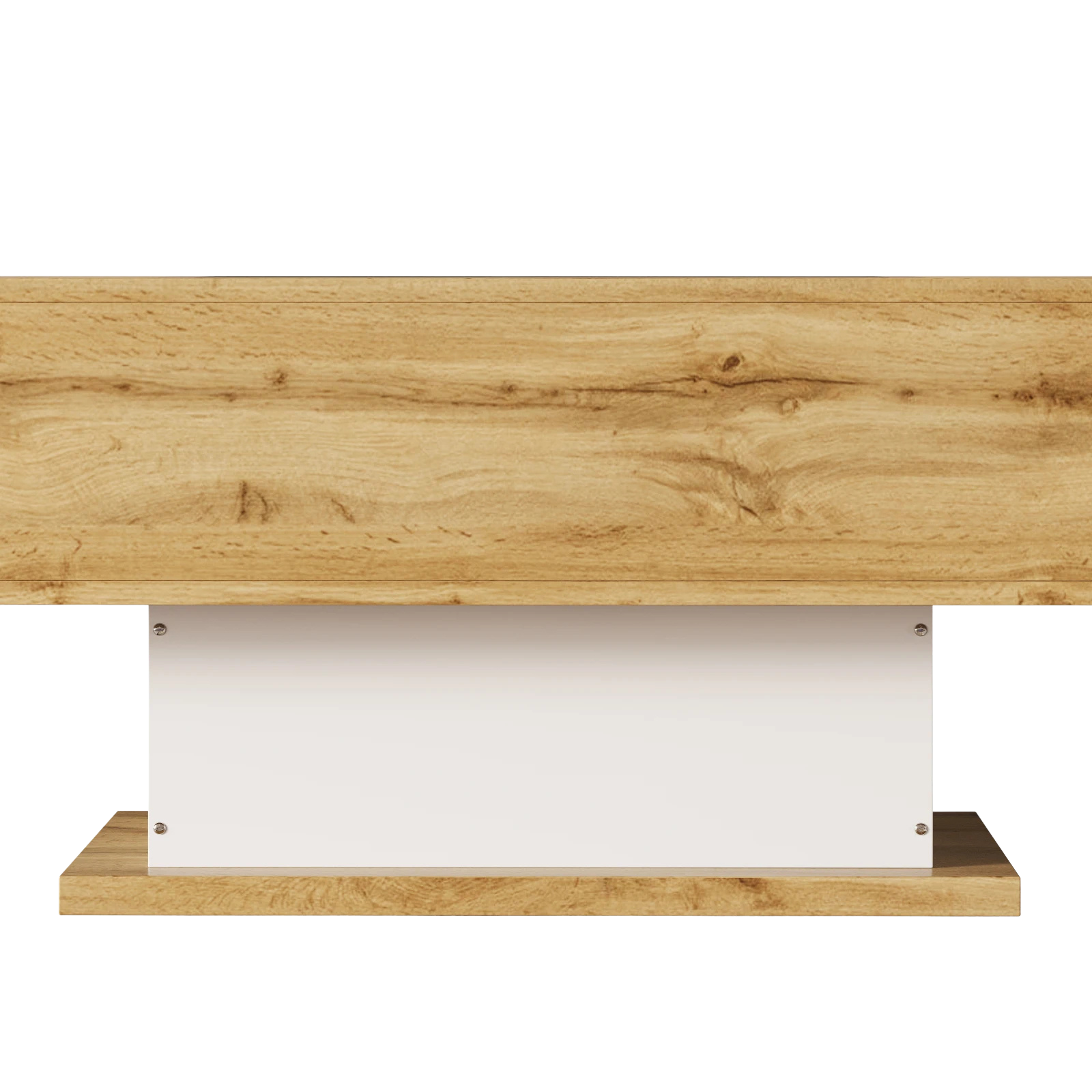 Table basse bois et verre avec LED et 2 tiroirs, 110 cm