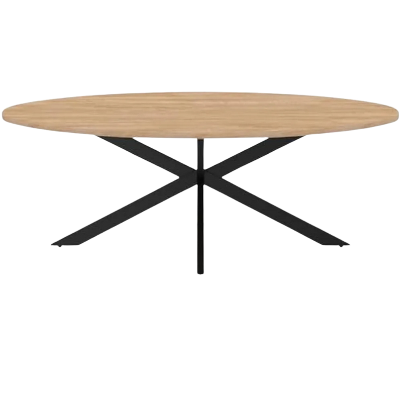 Table basse ovale design en bois et métal