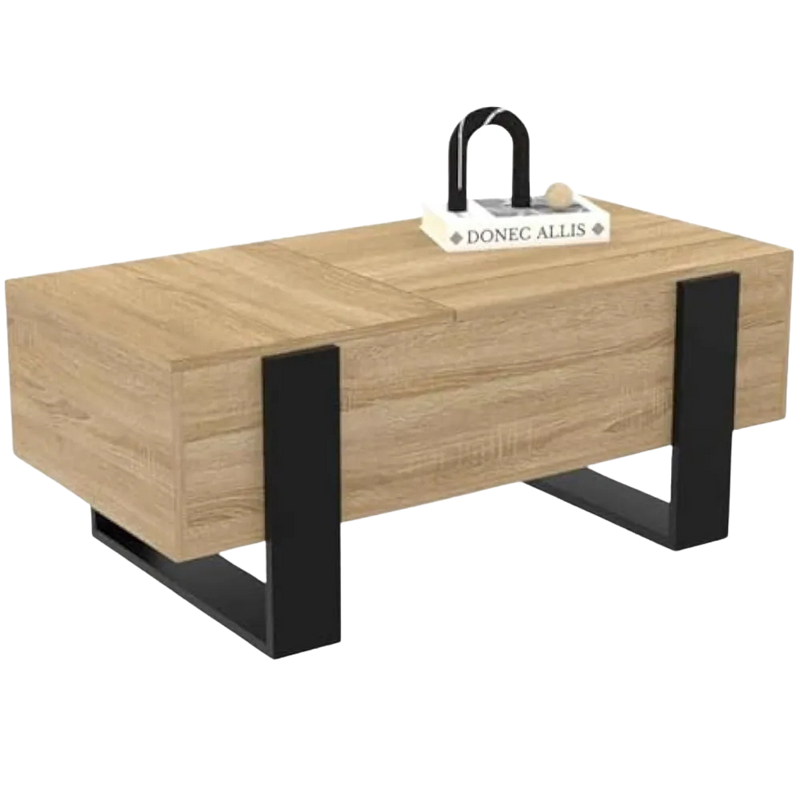 Table basse rectangulaire relevable à double plateau
