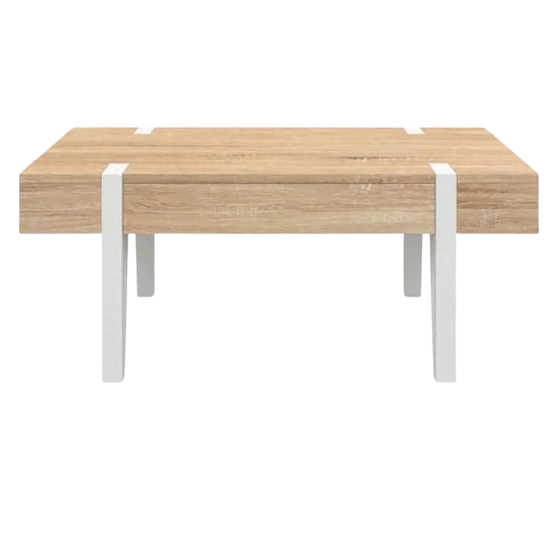 Table basse industrielle bois et métal avec tiroir