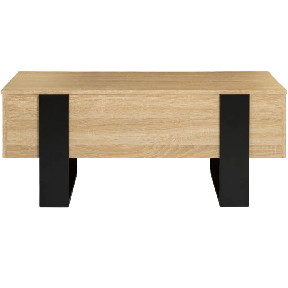 Table basse relevable en bois et noir style industriel