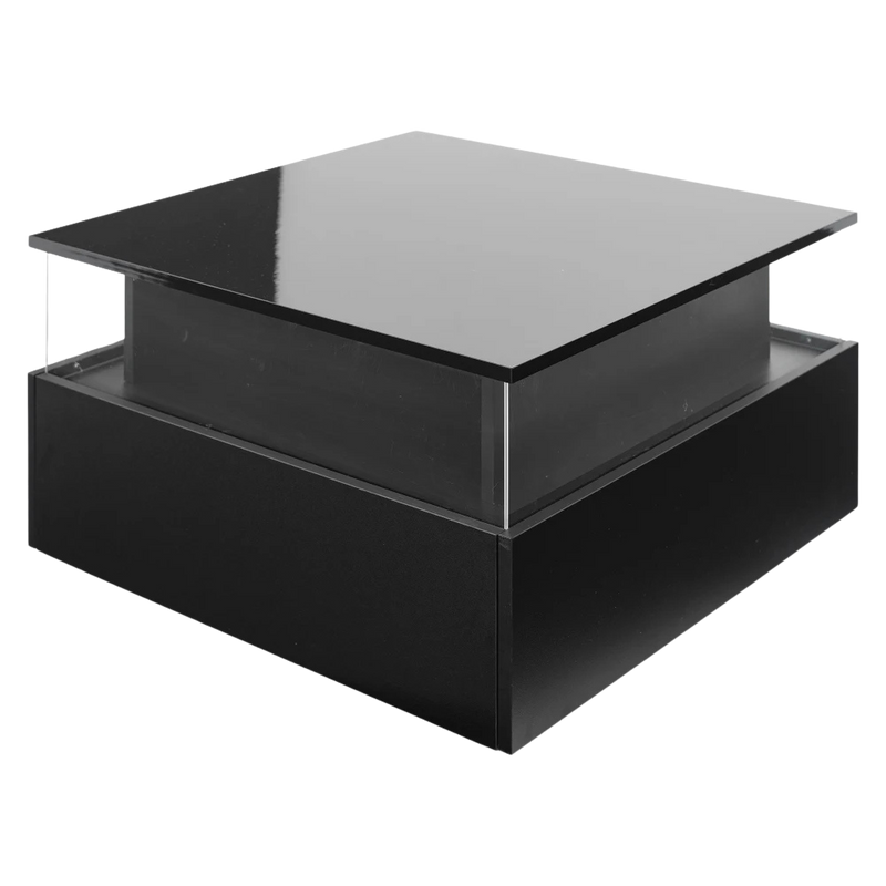Table basse carrée avec vitrine et LED