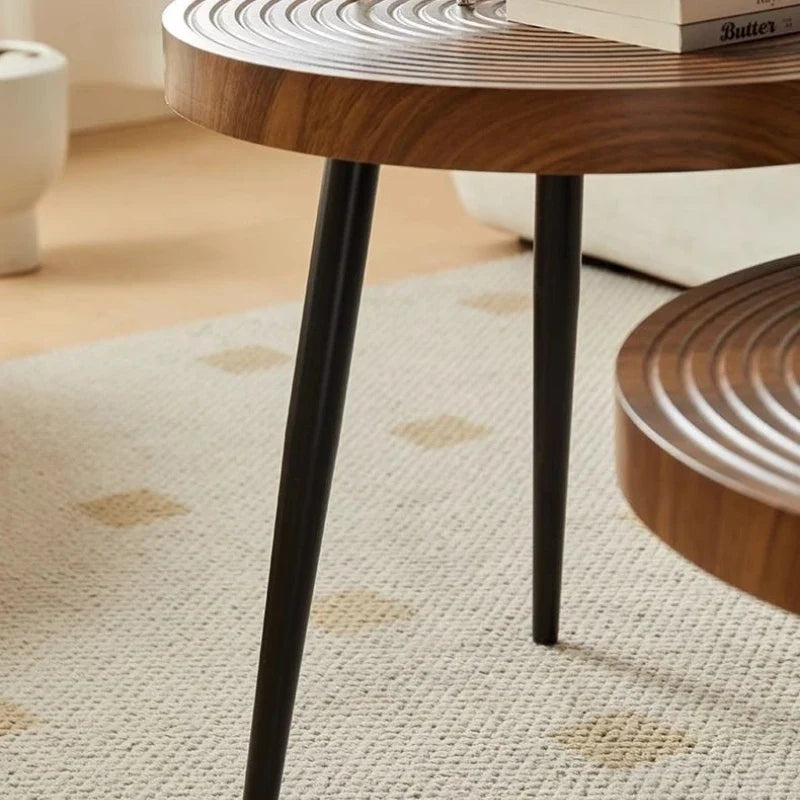 Table basse gigogne ronde en bois massif esprit japandi