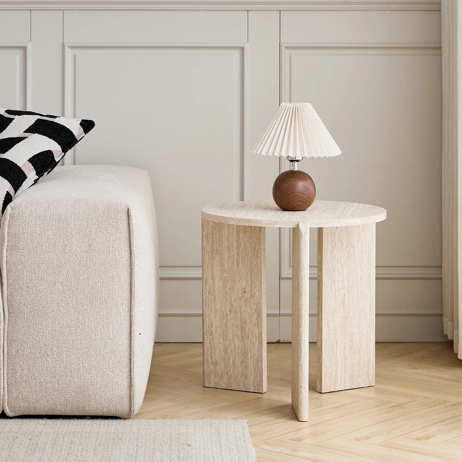 Table basse gigogne ronde bois clair ou gris scandinave