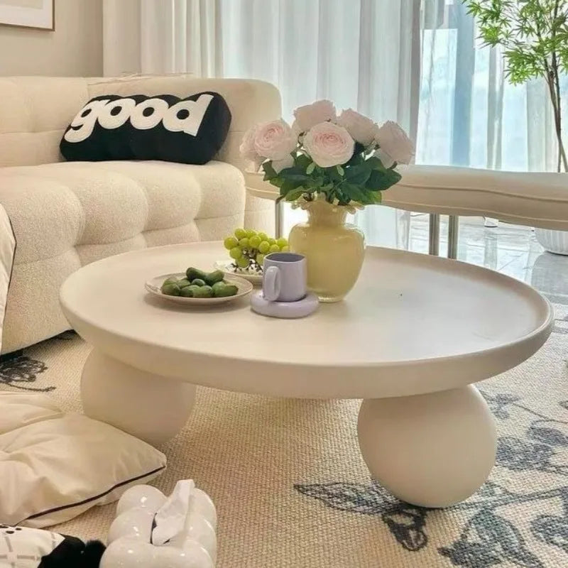Table basse ronde blanche en métal, 75 cm