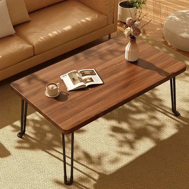 Table basse pliante rectangulaire en bois, 3 tailles