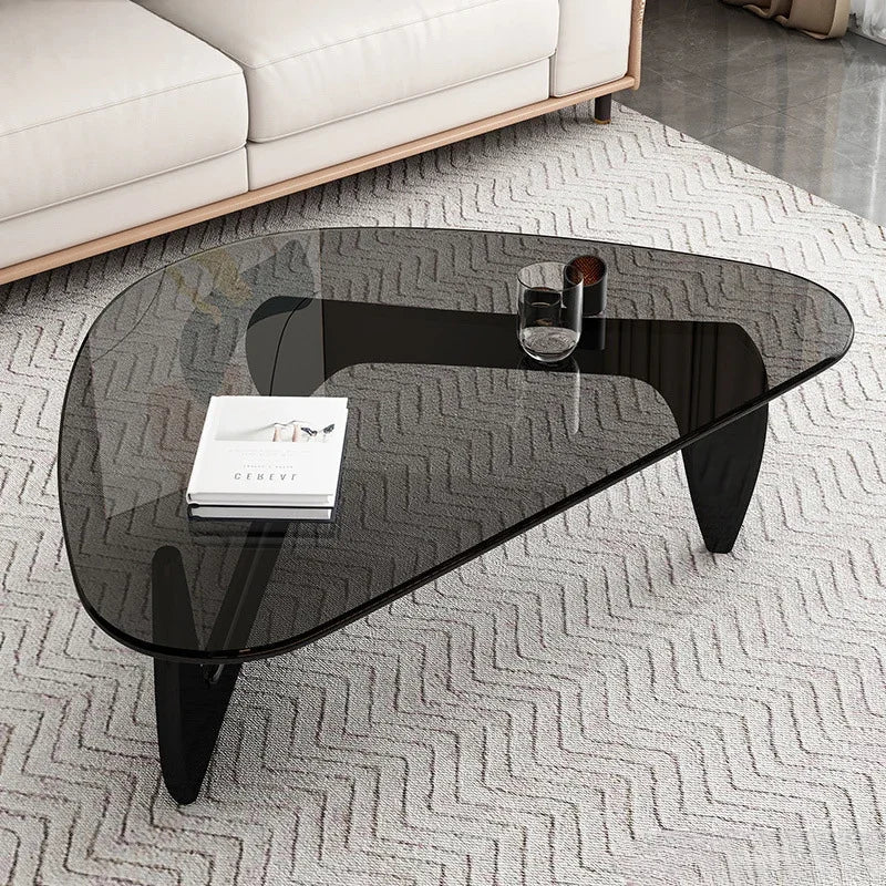 Table basse ovale en verre design scandinave