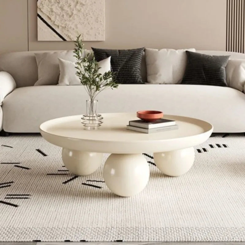 Table basse ronde blanche en métal, 75 cm