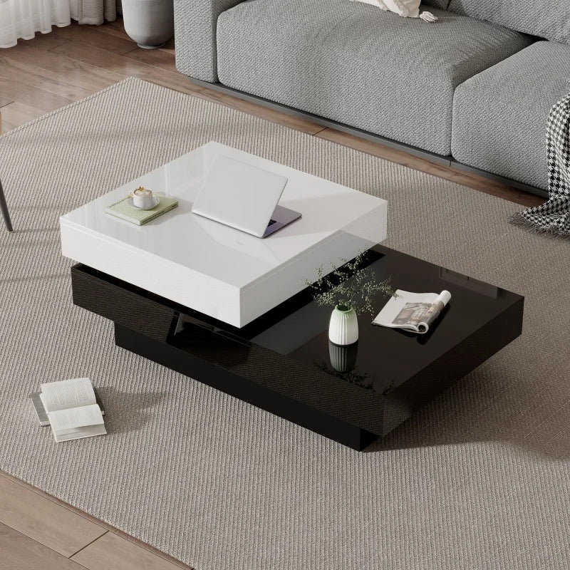 Table basse pivotante moderne à double plateau