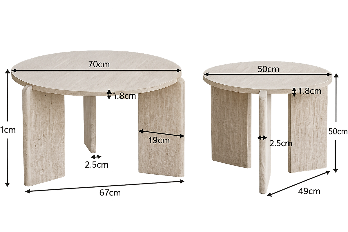 Table basse gigogne ronde bois clair ou gris scandinave