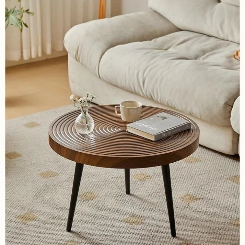 Table basse gigogne ronde en bois massif esprit japandi