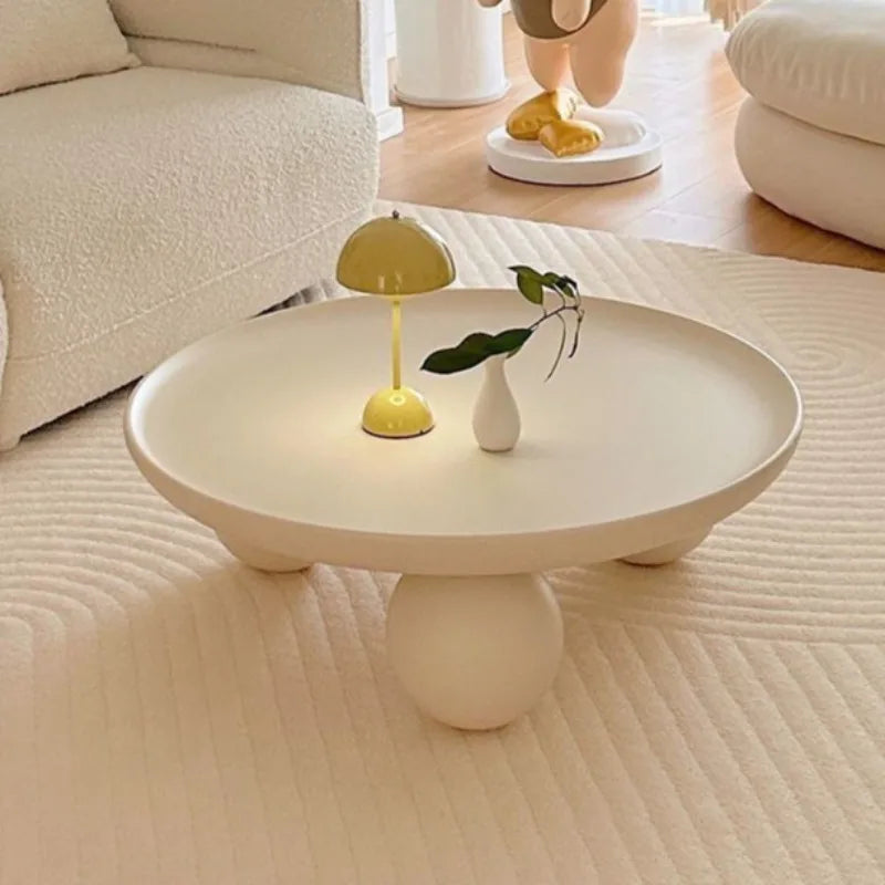 Table basse ronde blanche en métal, 75 cm