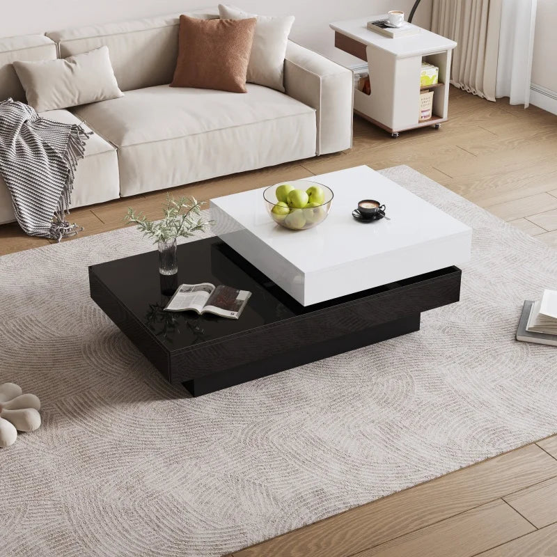 Table basse pivotante moderne à double plateau