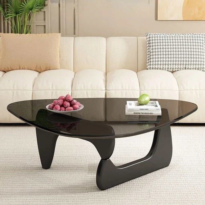 Table basse ovale en verre design scandinave