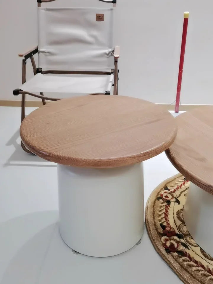 Table basse gigogne ronde en bois massif et métal