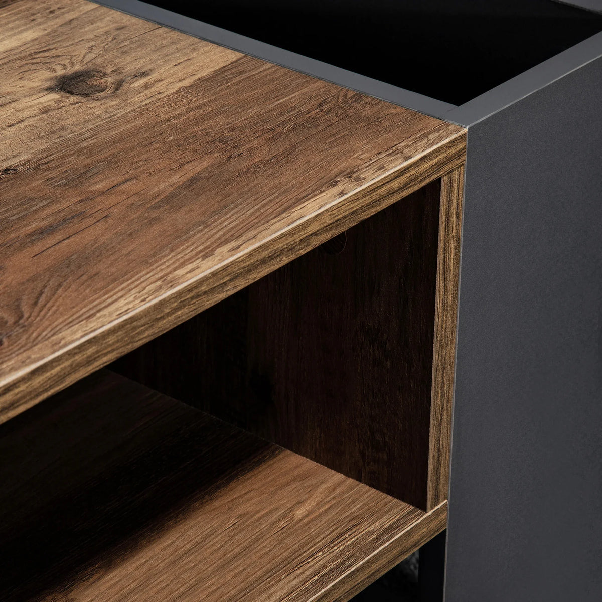 Table basse en bois rectangulaire design avec tiroir et rangements