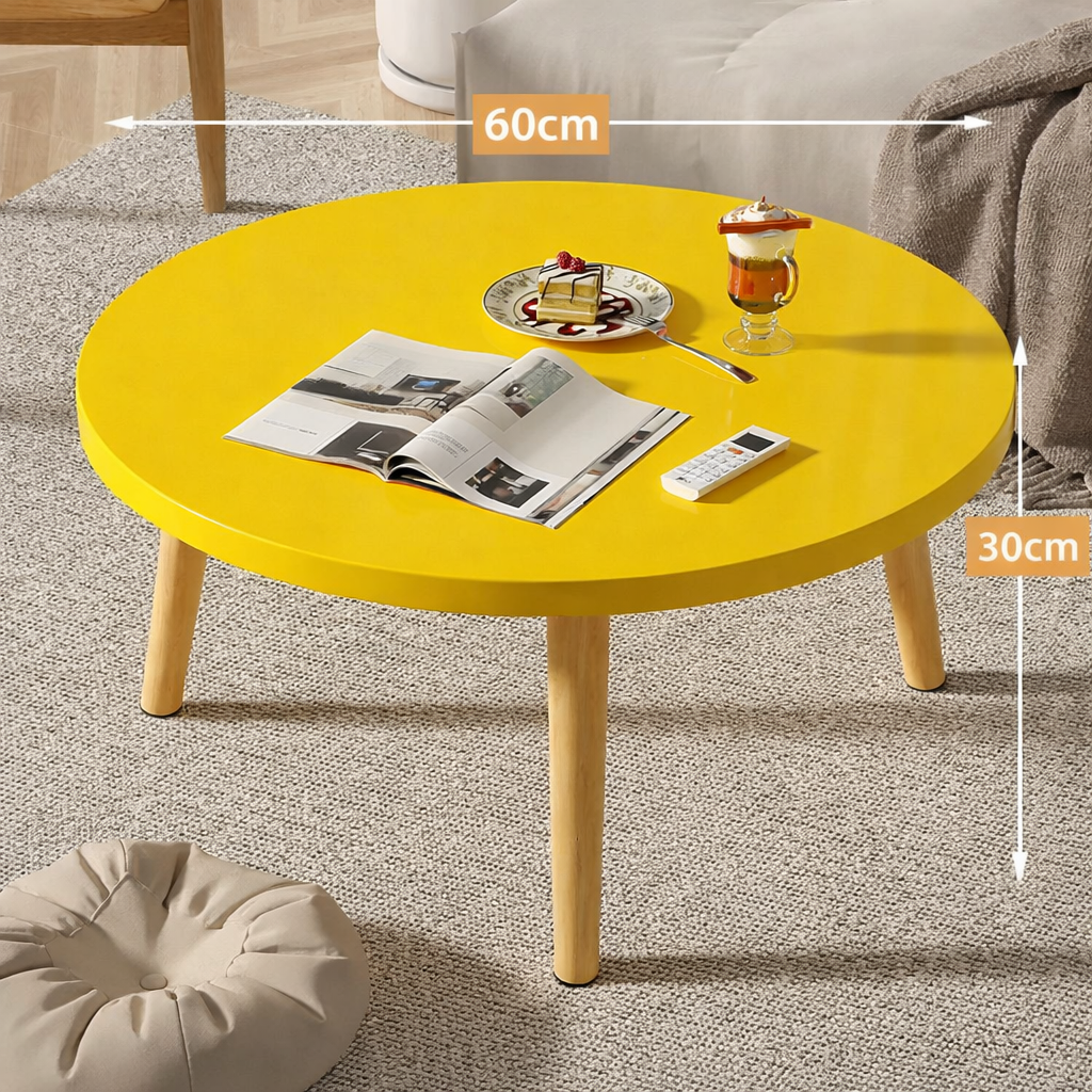 Table basse ronde en bois épurée pour petit salon
