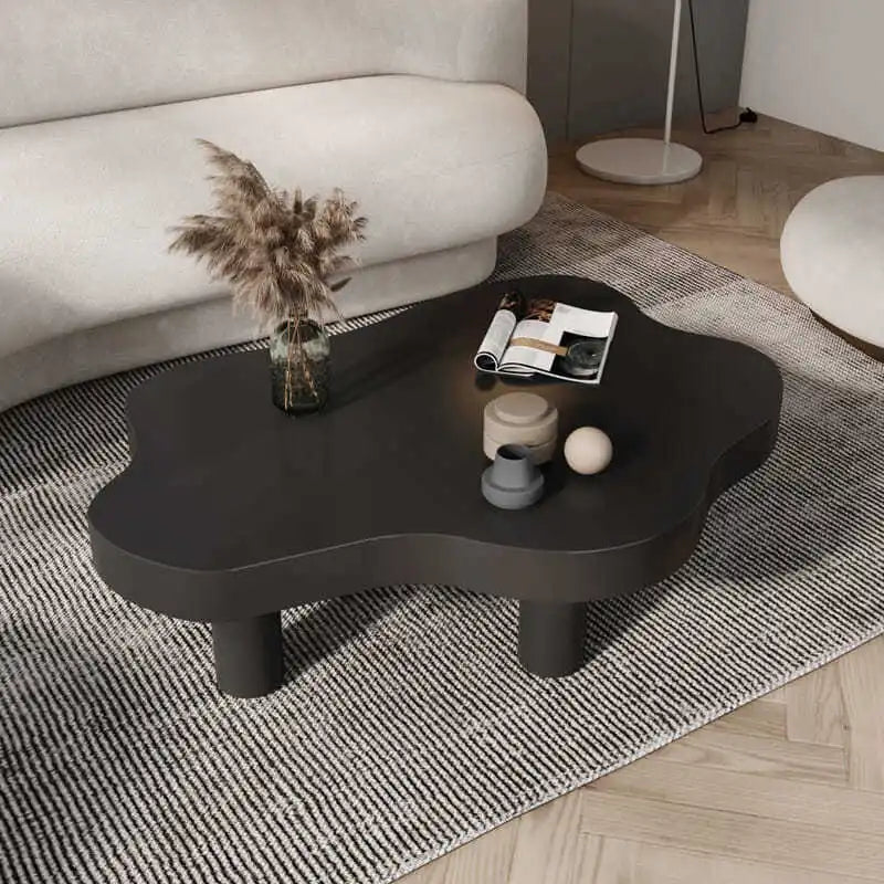 Table basse en bois massif forme nuage design