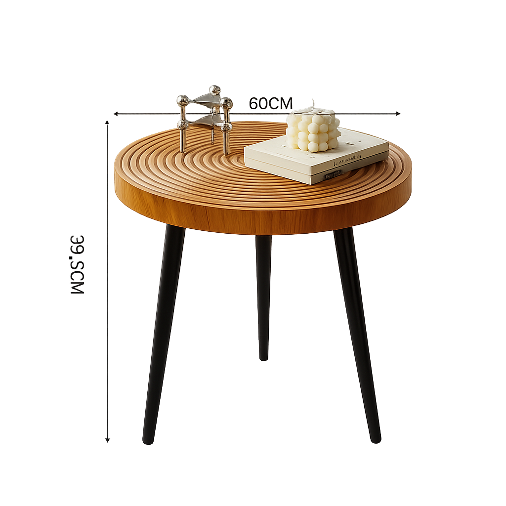 Table basse gigogne ronde en bois massif esprit japandi