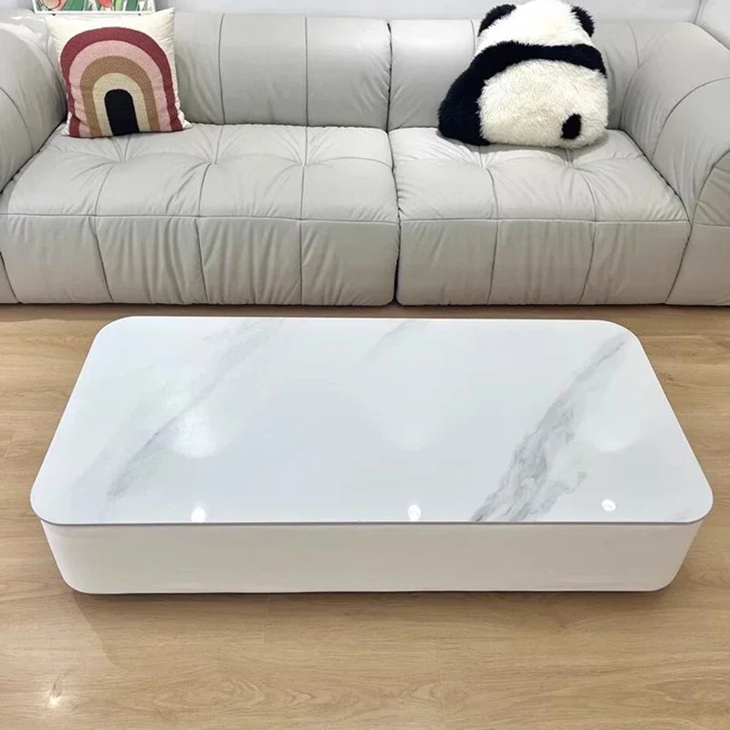 Table basse design effet marbre avec rangements