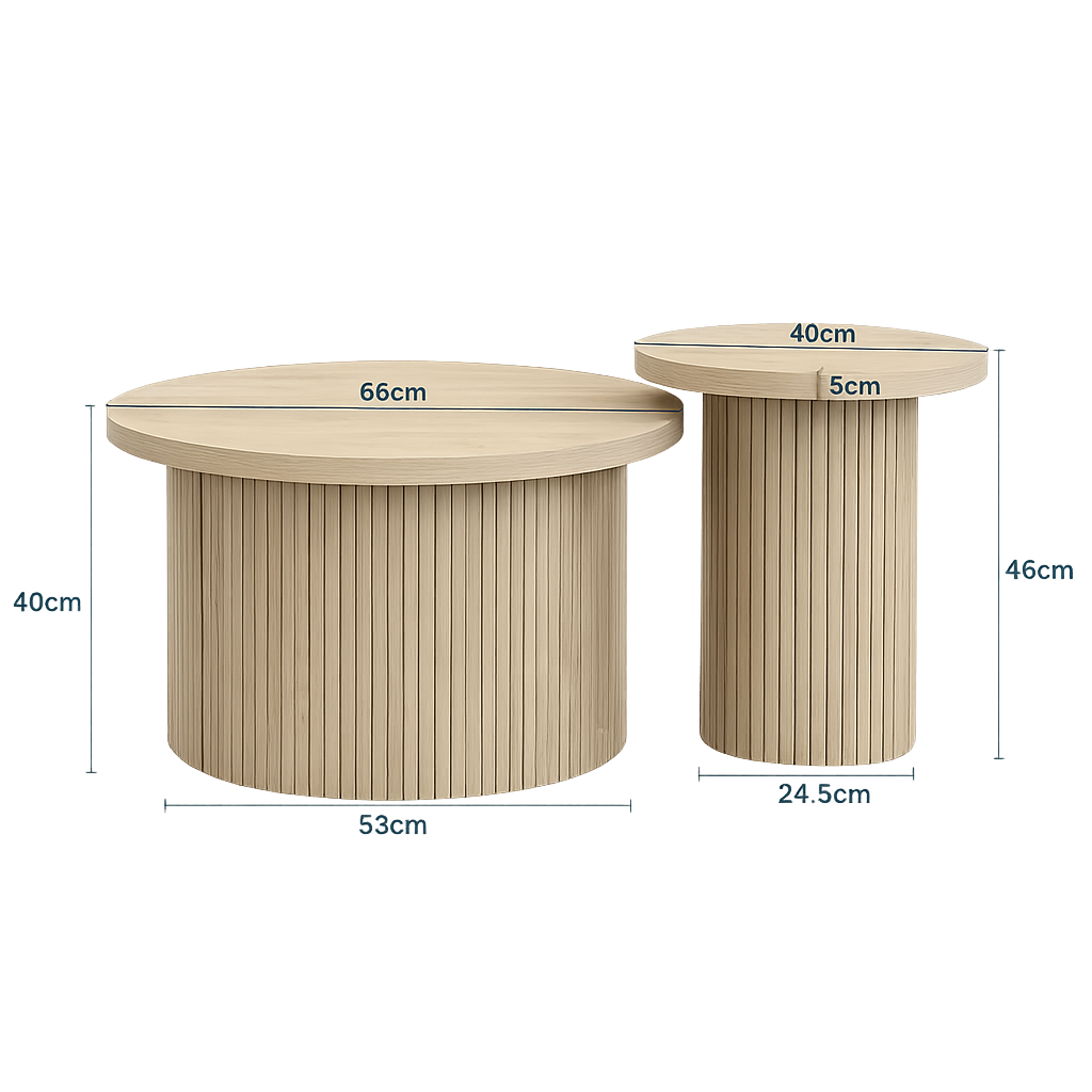 Table basse gigogne ronde en bois naturel ajouré