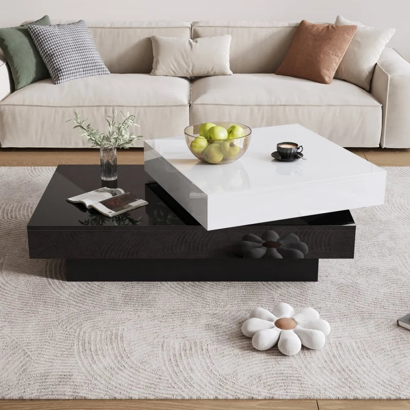 Table basse pivotante moderne à double plateau