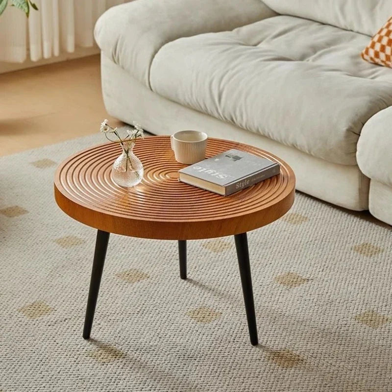 Table basse gigogne ronde en bois massif esprit japandi