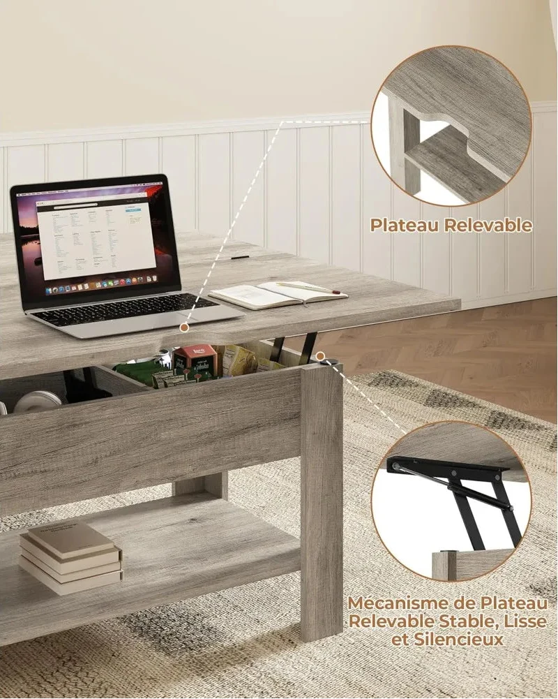 Table basse relevable extensible 3 en 1