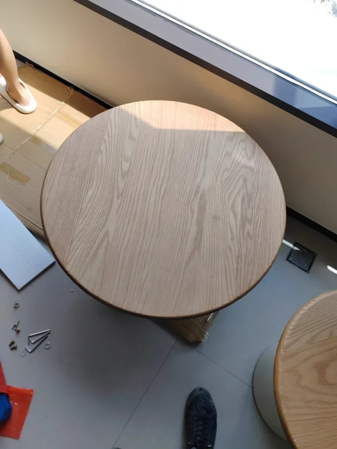 Table basse gigogne ronde en bois massif et métal