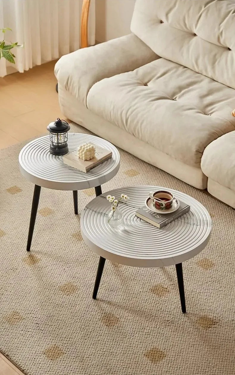 Table basse gigogne ronde en bois massif esprit japandi