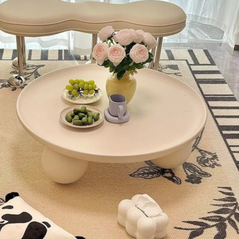 Table basse ronde blanche en métal, 75 cm
