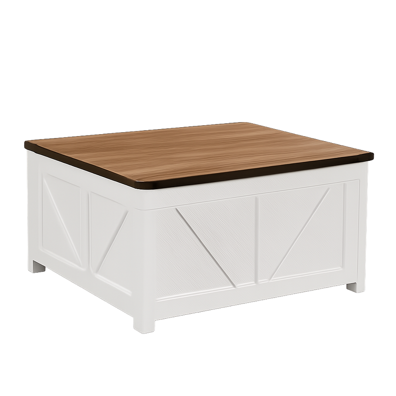 Table basse carrée à plateau relevable en bois design