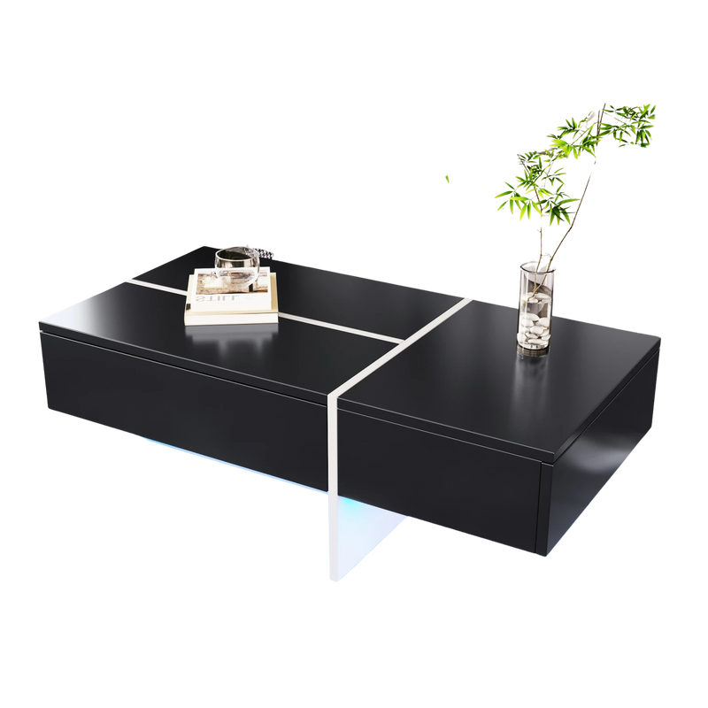 Table basse design noire et blanche avec LED