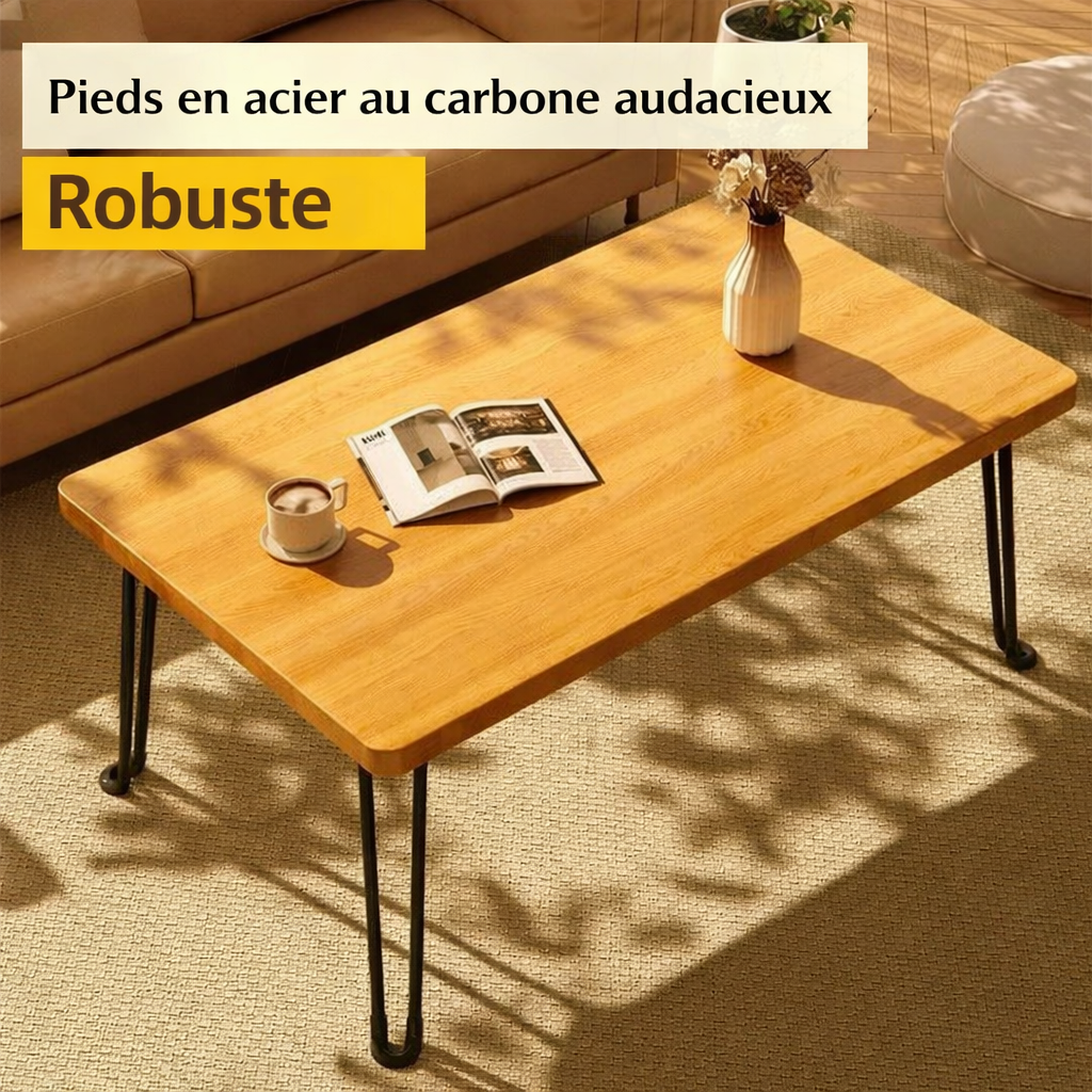 Table basse pliante rectangulaire en bois, 3 tailles