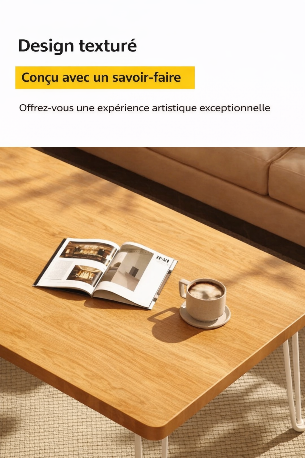 Table basse pliante rectangulaire en bois, 3 tailles