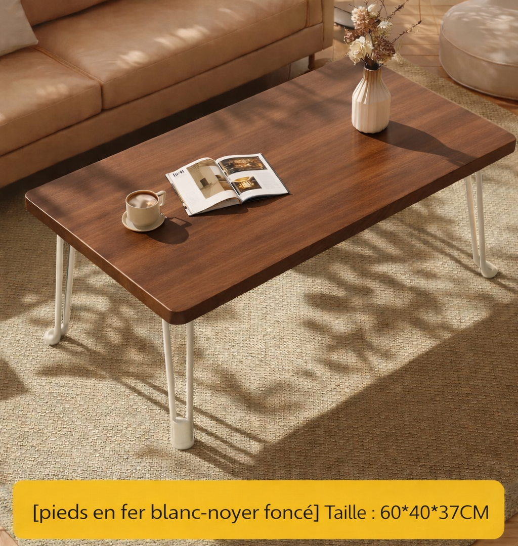 Table basse pliante rectangulaire en bois, 3 tailles