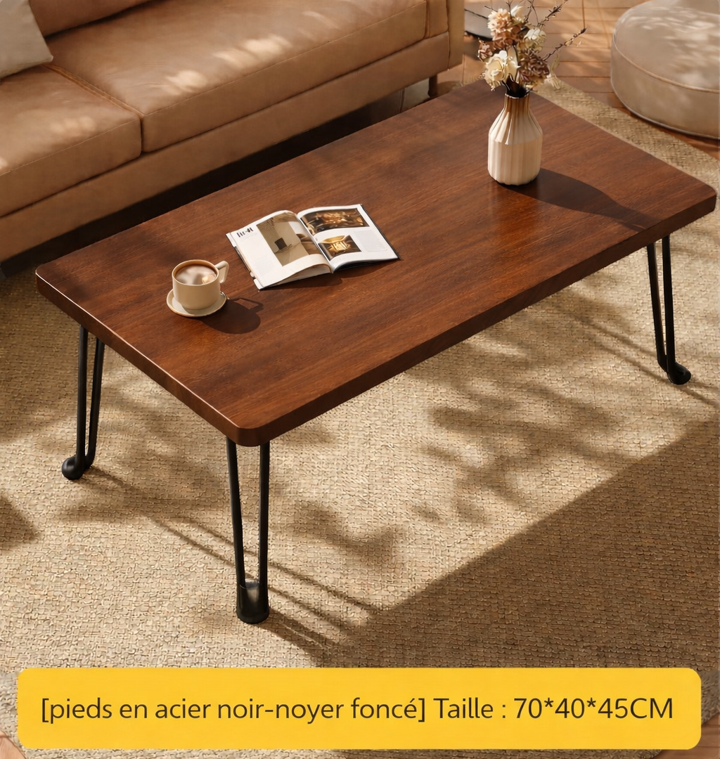 Table basse pliante rectangulaire en bois, 3 tailles