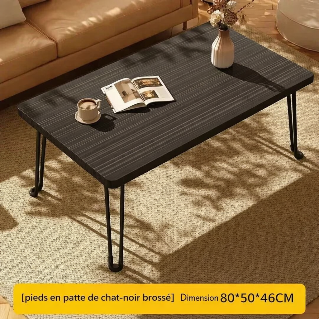 Table basse pliante rectangulaire en bois, 3 tailles