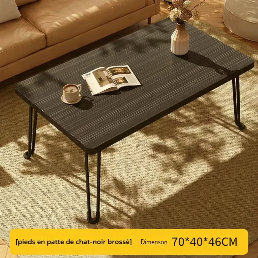 Table basse pliante rectangulaire en bois, 3 tailles