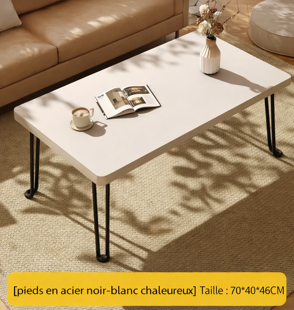 Table basse pliante rectangulaire en bois, 3 tailles