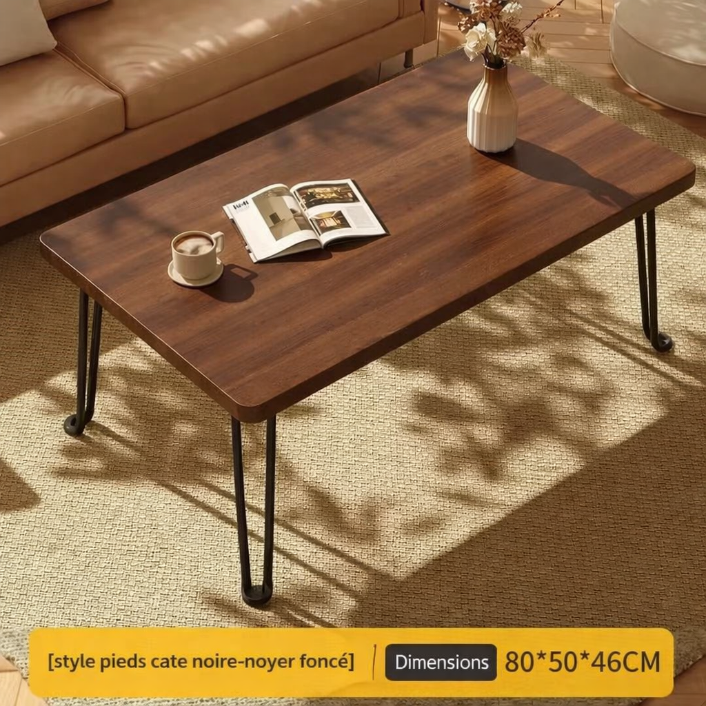 Table basse pliante rectangulaire en bois, 3 tailles