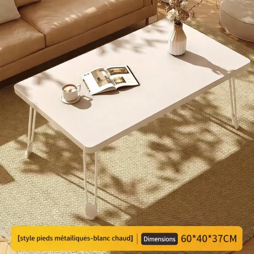 Table basse pliante rectangulaire en bois, 3 tailles