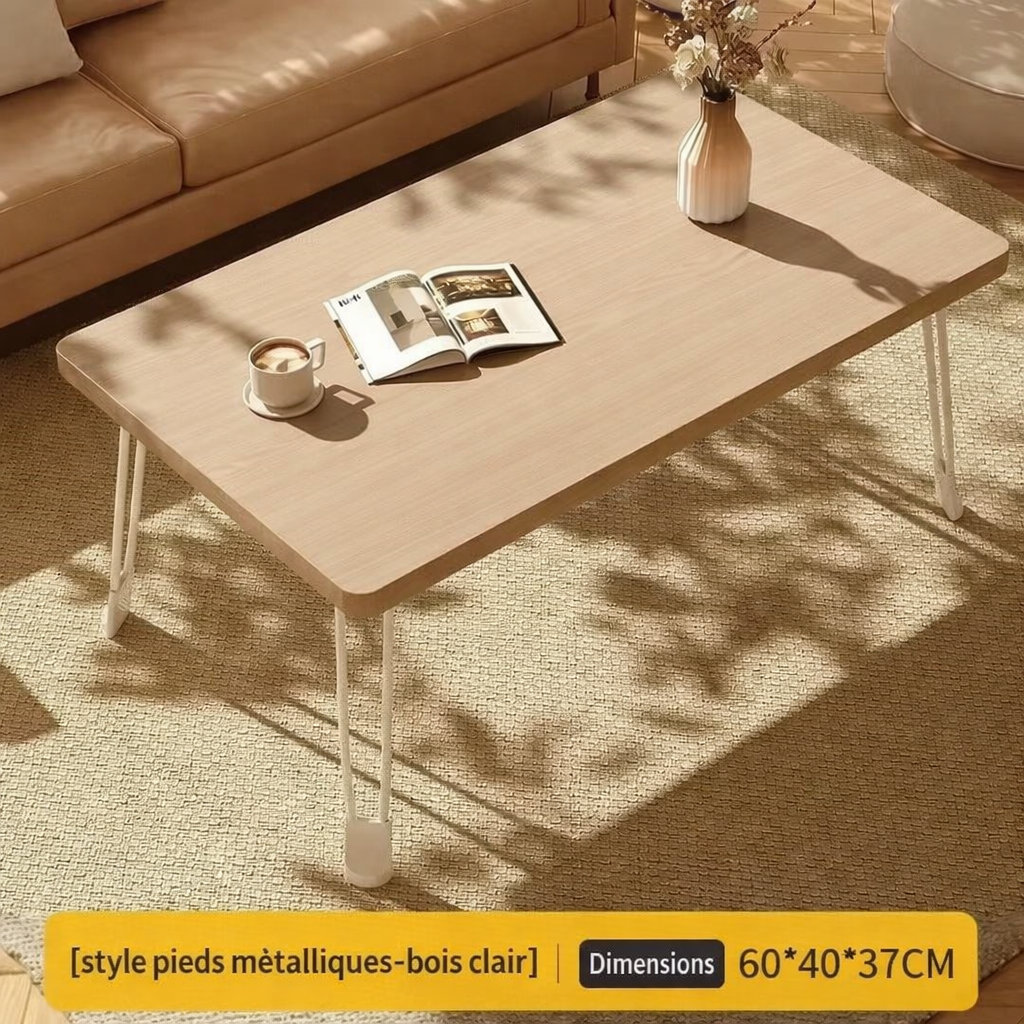 Table basse pliante rectangulaire en bois, 3 tailles