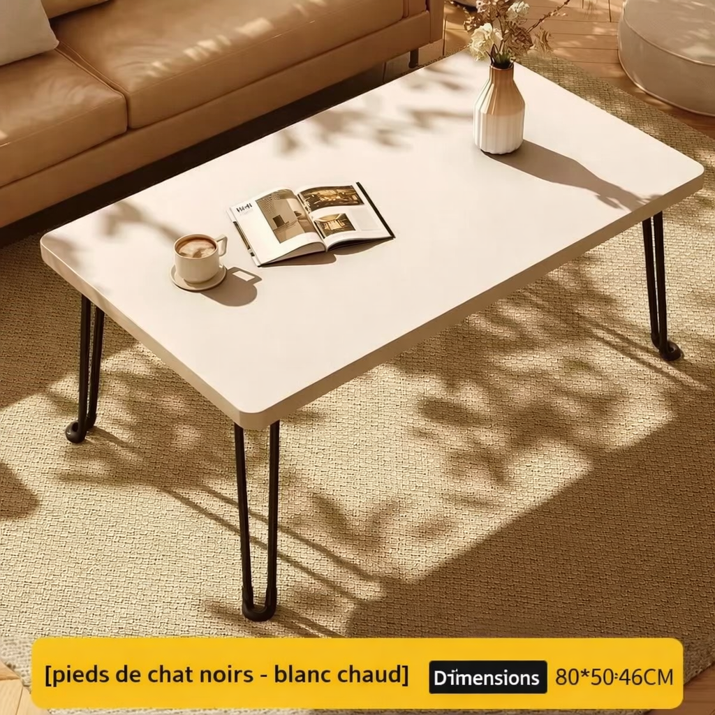 Table basse pliante rectangulaire en bois, 3 tailles