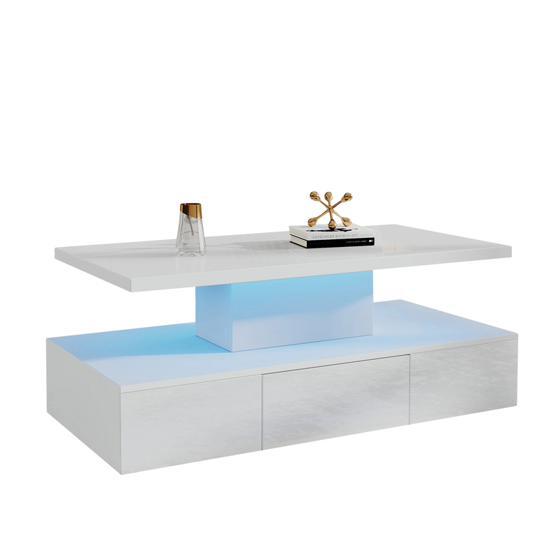 Table basse à double plateau avec LED