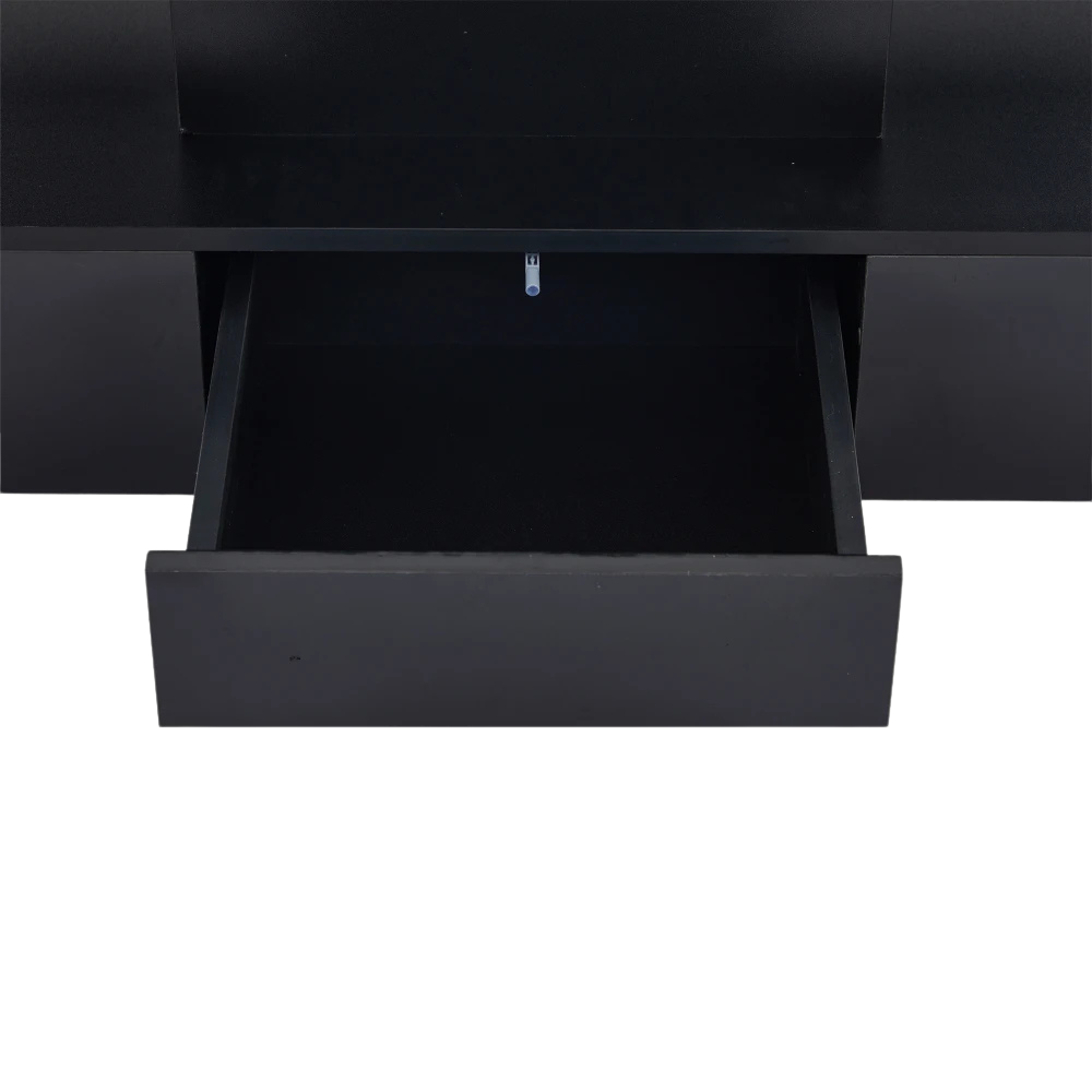 Table basse noire double plateau, LED 16 couleurs